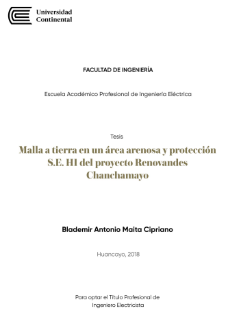 Malla a tierra en un área arenosa y protección S.E. H1 del proyecto Renovandes Chanchamayo