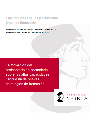 La formación del  profesorado de secundaria  sobre las altas capacidades.  Propuesta de nuevas  estrategias de formación