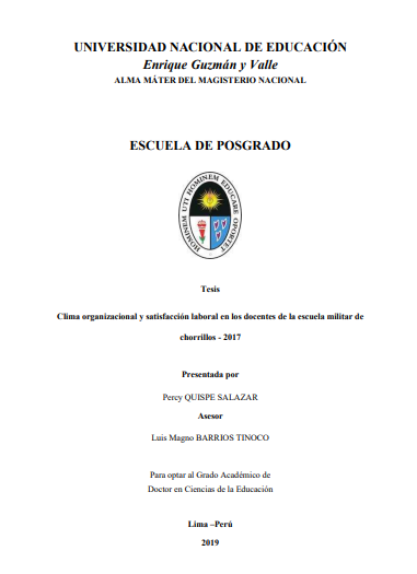 Clima organizacional y satisfacción laboral en los docentes de la escuela militar de chorrillos - 2017