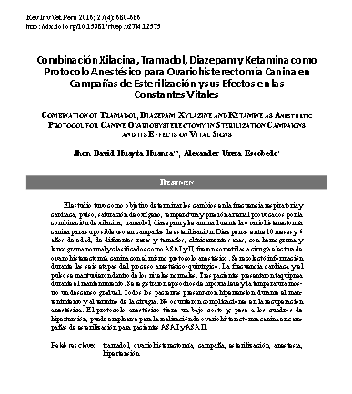 Combinación Xilacina, Tramadol, Diazepam y Ketamina como Protocolo Anestésico para Ovariohisterectomía Canina en Campañas de Esterilización y sus Efectos en las Constantes Vitales