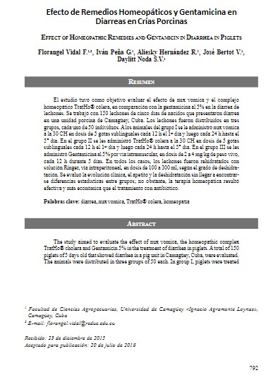 Efecto de Remedios Homeopáticos y Gentamicina en Diarreas en Crías Porcinas