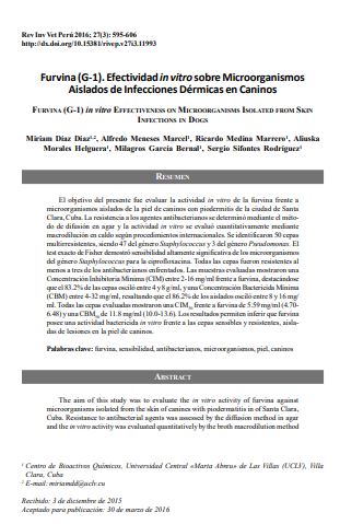 Furvina (G-1). Efectividad in vitro sobre Microorganismos Aislados de Infecciones Dérmicas en Caninos