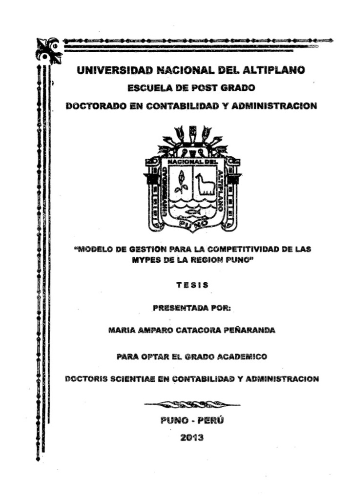 Modelo de gestión para la competitividad de las Mypes de la región Puno