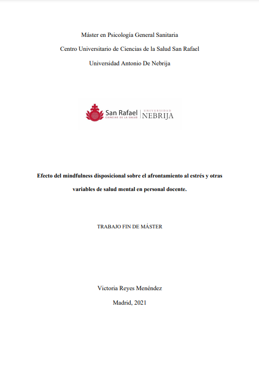 Efecto del mindfulness disposicional sobre el afrontamiento al estrés y otras variables de salud mental en personal docente