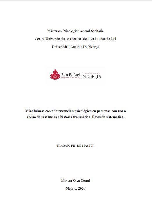 Mindfulness como intervención psicológica en personas con uso o abuso de sustancias e historia traumática