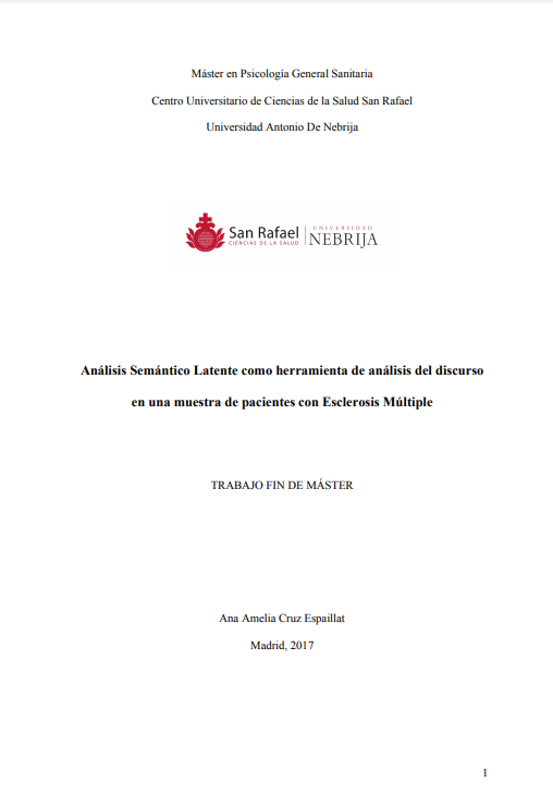 Análisis Semántico Latente como herramienta de análisis del discurso en una muestra de pacientes con Esclerosis Múltiple