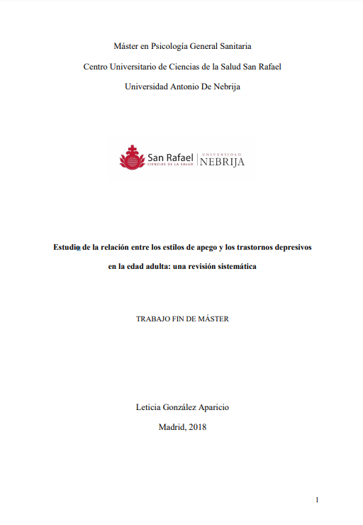 Estudio de la relación entre los estilos de apego y los trastornos depresivos en la edad adulta