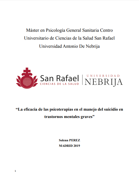 La eficacia de las psicoterapias en el manejo del suicidio en trastornos mentales graves