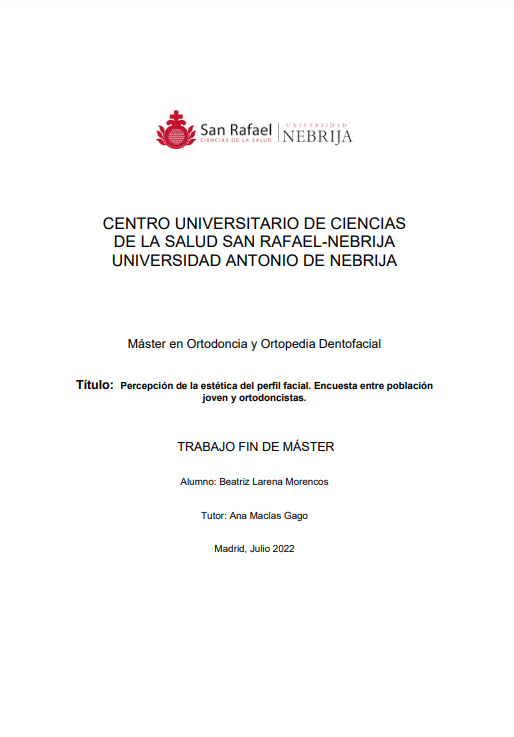 Percepción de la estética del perfil facial. Encuesta entre población joven y ortodoncistas