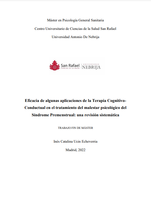 Eficacia de algunas aplicaciones de la Terapia CognitivoConductual en el tratamiento del malestar psicológico del Síndrome Premenstrual