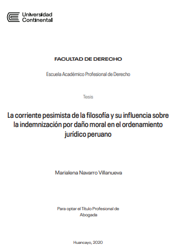 La corriente pesimista de la filosofía y su influencia sobre la indemnización por daño moral en el ordenamiento jurídico peruano
