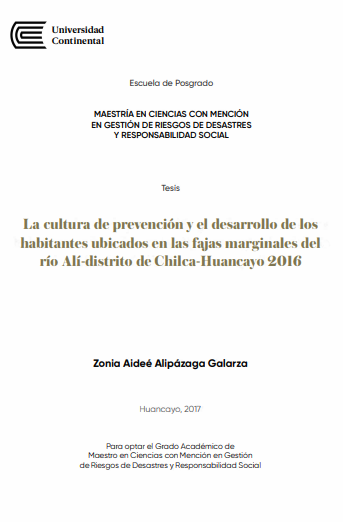 La cultura de prevención y el desarrollo de los habitantes ubicados en las fajas marginales del río Alí - distrito de Chilca –Huancayo 2016