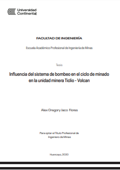 Influencia del sistema de bombeo en el ciclo de minado en la unidad minera Ticlio - Volcan