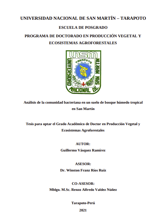 Análisis de la comunidad bacteriana en un suelo de bosque húmedo tropical en San Martín