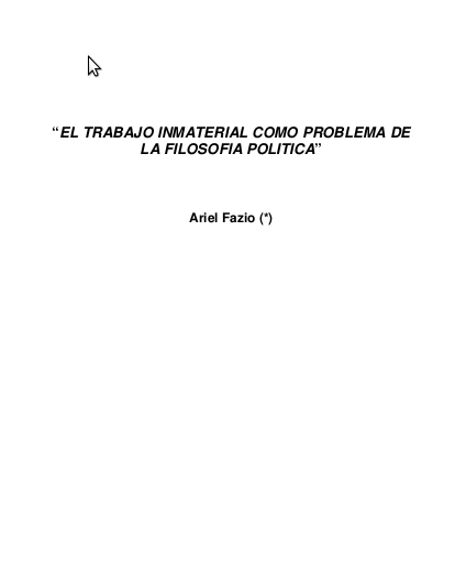 El trabajo inmaterial como problema de la filosofía política