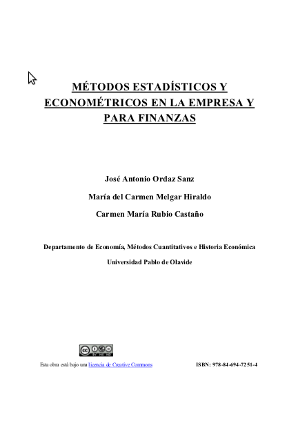 Métodos estadísticos y econométricos en la empresa y para finanzas