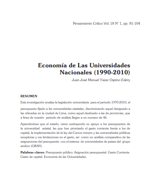 conomía de Las Universidades Nacionales (1990-2010)