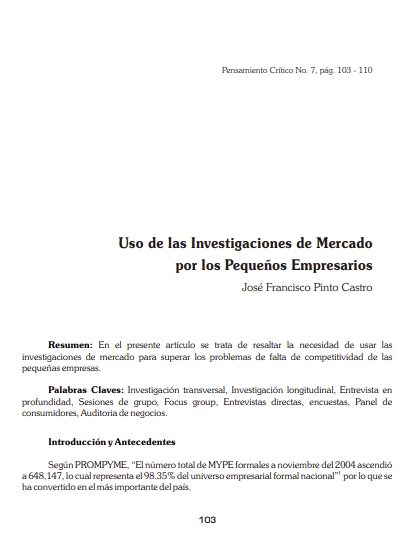 Uso de las Investigaciones de Mercado por los Pequeños Empresarios Autores/as