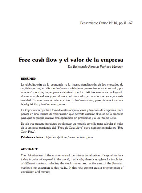 Free cash flow y el valor de la empresa Autores/as