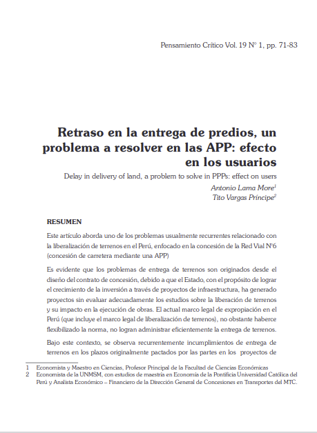 Retraso en la entrega de predios, un problema a resolver en las APP: efecto en los usuarios