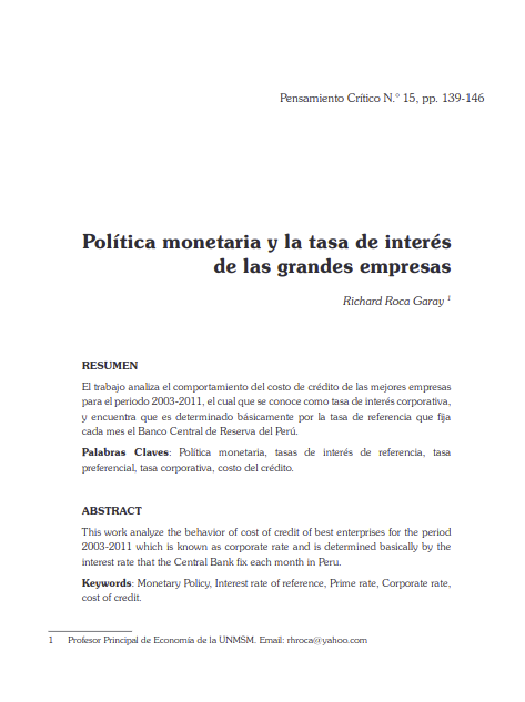 Política monetaria y la tasa de interés de las grandes empresas