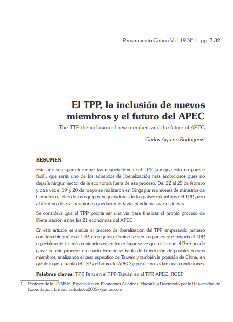 El TPP, la inclusión de nuevos miembros y el futuro del APEC