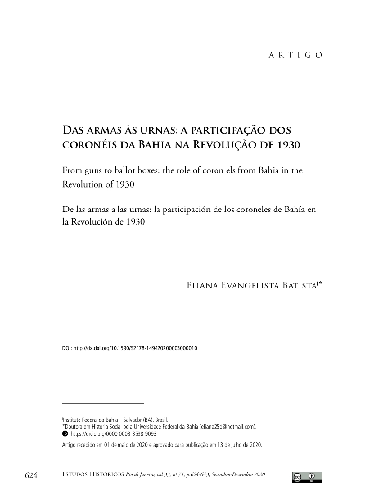 Das armas às urnas: a participação dos coronéis da Bahia na Revolução de 1930