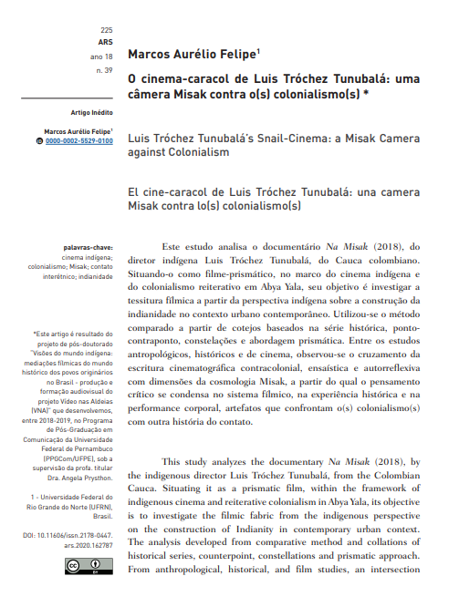 El cine-caracol de Luis Tróchez Tunubalá: una camera Misak contra lo(s) colonialismo(s)