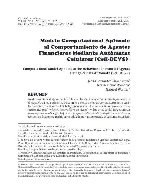 Modelo Computacional Aplicado al Comportamiento de Agentes Financieros Mediante Autómatas Celulares (Cell-DEVS)