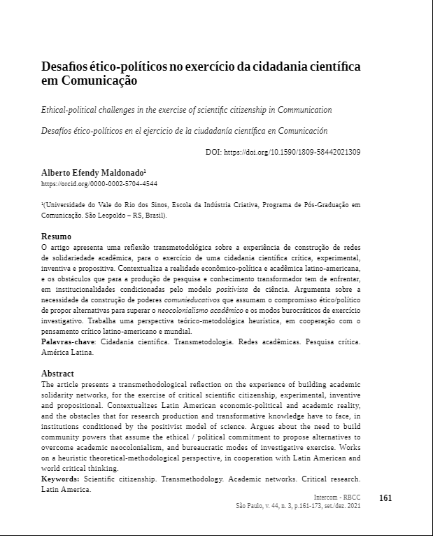 Desafios ético-políticos no exercício da cidadania científica em Comunicação