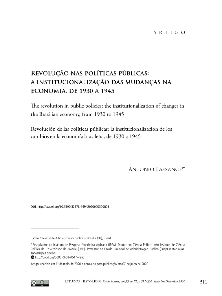 Revolução nas políticas públicas: a institucionalização das mudanças na economia, de 1930 a 1945