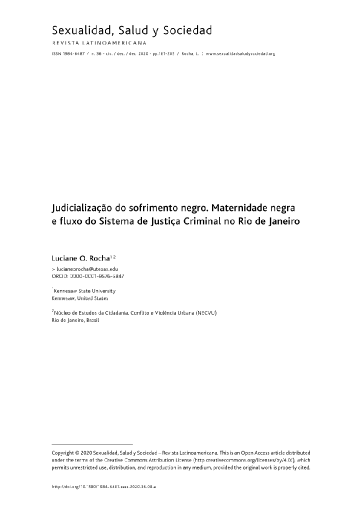 Judicialização do sofrimento negro. Maternidade negra e fluxo do Sistema de Justiça Criminal no Rio de Janeiro