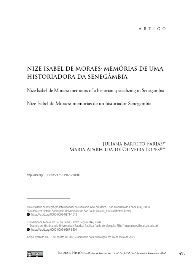 NIZE ISABEL DE MORAES: MEMÓRIAS DE UMA HISTORIADORA DA SENEGÂMBIA