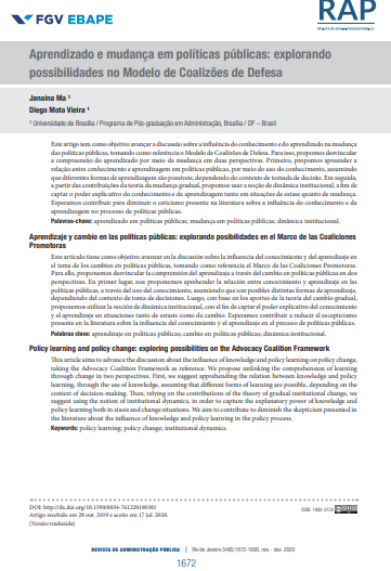 Policy learning and policy change: exploring possibilities on the Advocacy Coalition Framework  Facebook Twitter