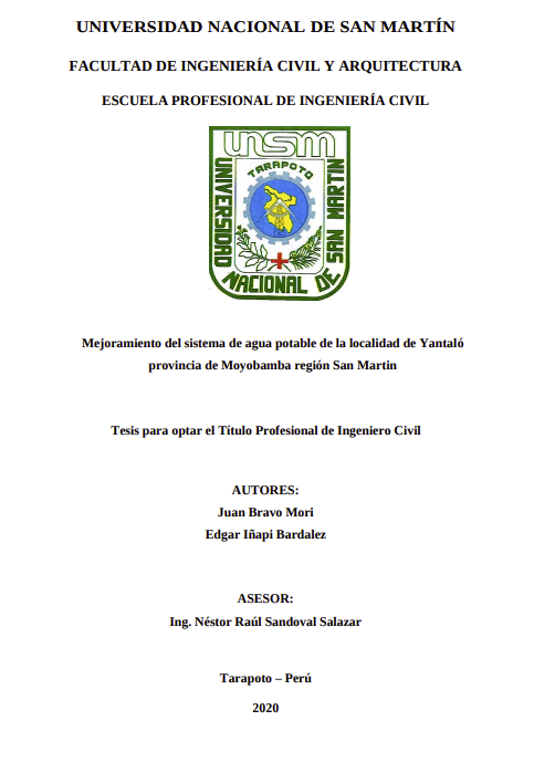 Mejoramiento del sistema de agua potable de la localidad de Yantaló