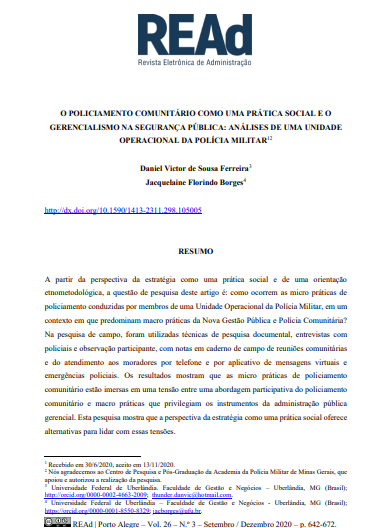 O POLICIAMENTO COMUNITÁRIO COMO UMA PRÁTICA SOCIAL E O GERENCIALISMO NA SEGURANÇA PÚBLICA: ANÁLISES DE UMA UNIDADE OPERACIONAL DA POLÍCIA MILITAR,