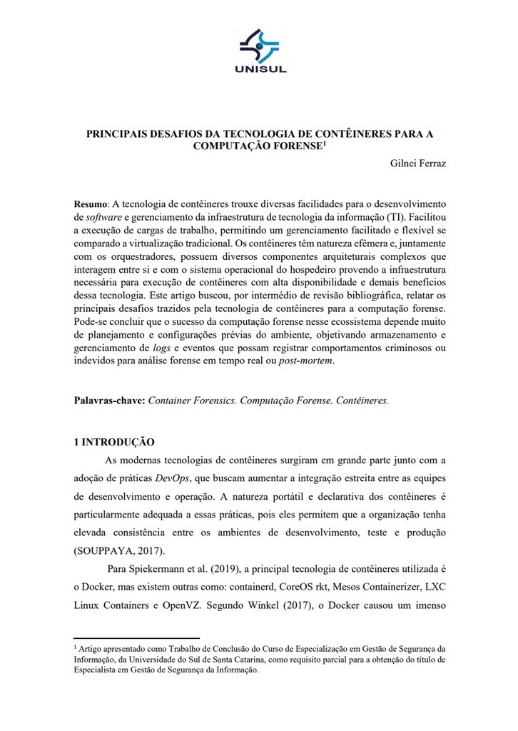 Principais desafios da tecnologia de contêineres para a computação forense