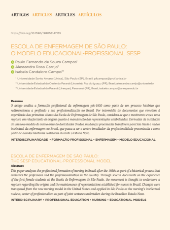 ESCOLA DE ENFERMAGEM DE SÃO PAULO: O MODELO EDUCACIONAL-PROFISSIONAL SESP