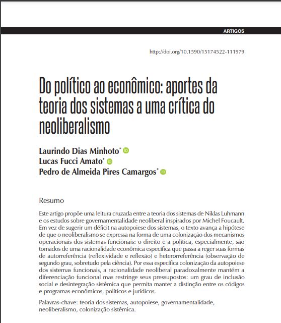 Do político ao econômico: aportes da teoria dos sistemas a uma crítica do neoliberalismo