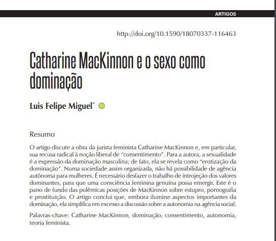 Catharine MacKinnon e o sexo como dominação