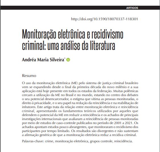 Monitoração eletrônica e recidivismo criminal: uma análise da literatura