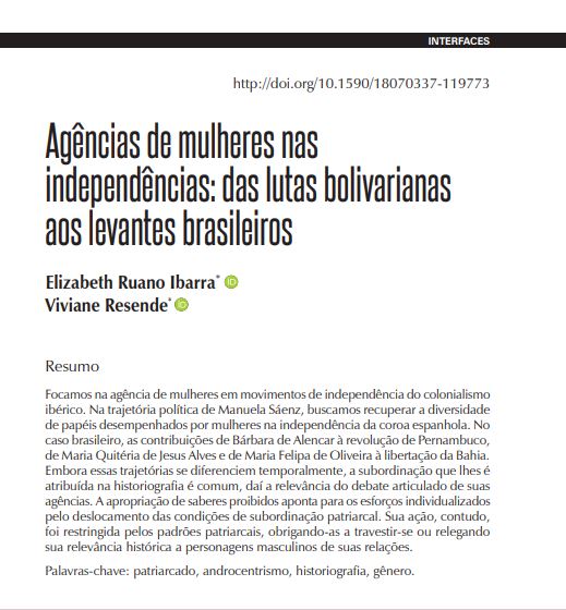 Agências de mulheres nas independências: das lutas bolivarianas aos levantes brasileiros