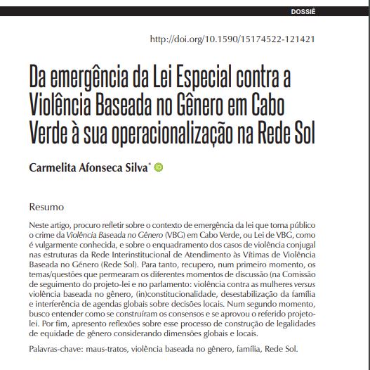 Da emergência da Lei Especial contra a Violência Baseada no Gênero em Cabo Verde à sua operacionalização na Rede Sol