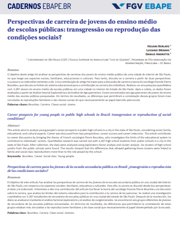 Perspectivas de carreira de jovens do ensino médio de escolas públicas: transgressão ou reprodução das condições sociais?