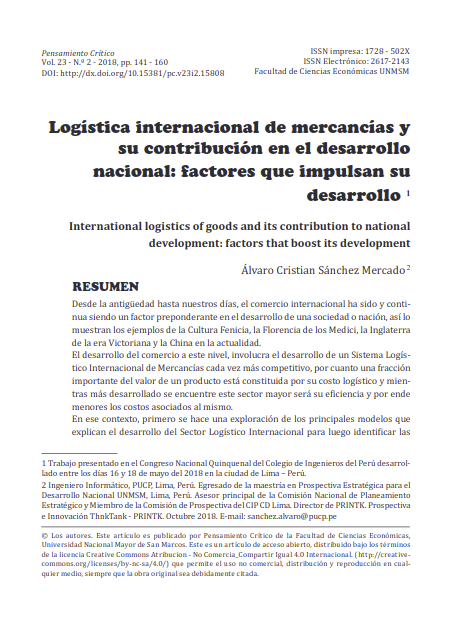 Logística internacional de mercancías y su contribución en el desarrollo nacional: factores que impulsan su desarrollo