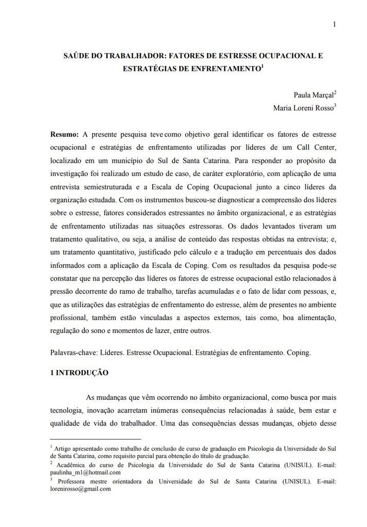 Saúde do trabalhador: fatores de estresse ocupacional e estratégias de enfrentamento