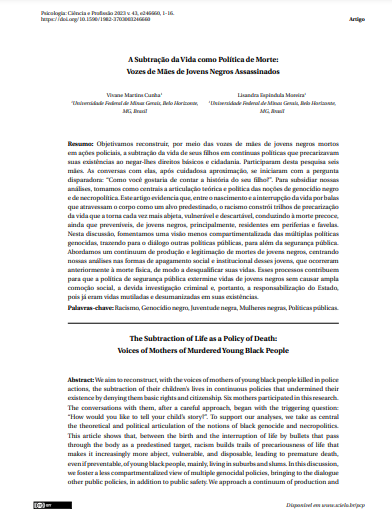 A Subtração da Vida como Política de Morte: Vozes de Mães de Jovens Negros Assassinados