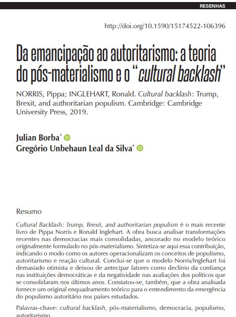 Da emancipação ao autoritarismo: a teoria do pós-materialismo e o “cultural backlash”