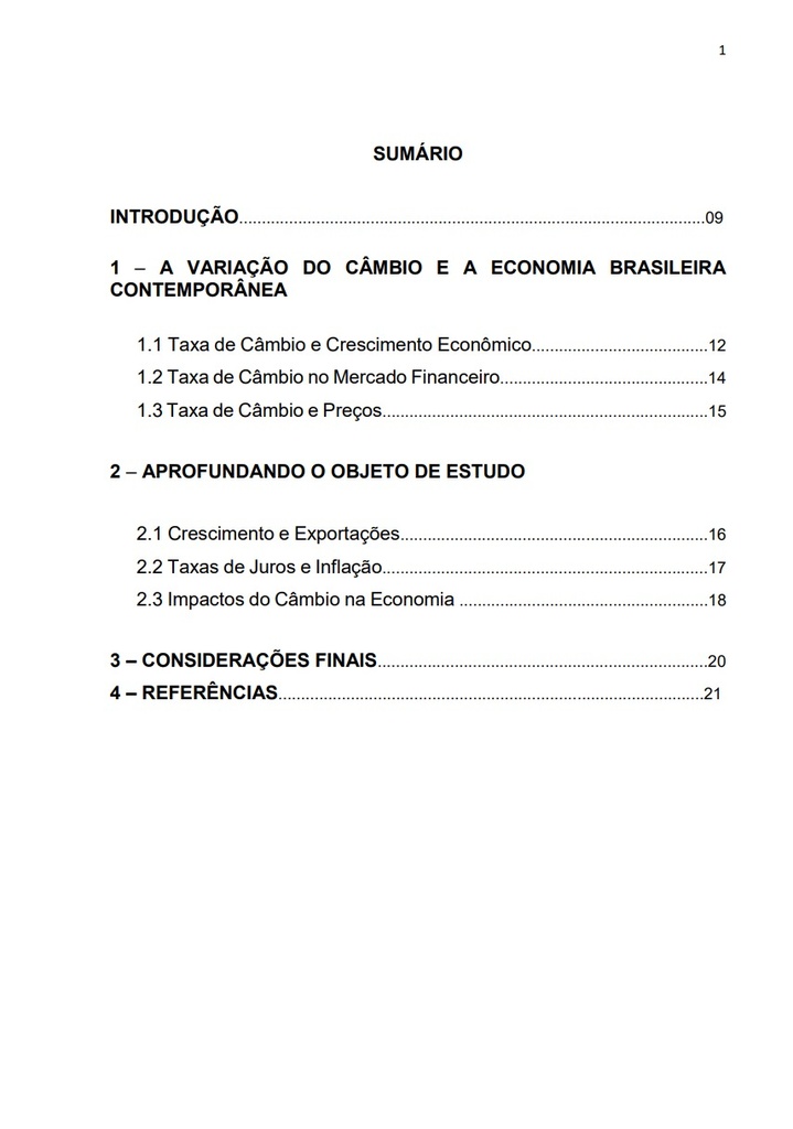 A variação do câmbio e a economia brasileira contemporânea