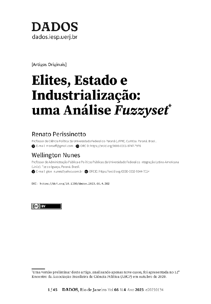 Elites, Estado e Industrialização: uma Análise Fuzzyset